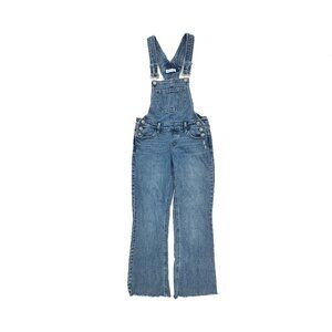 Happily Grey Bootcut Ankle Overalls Distressed Raw Hem Women's size 0 Blue Jeans